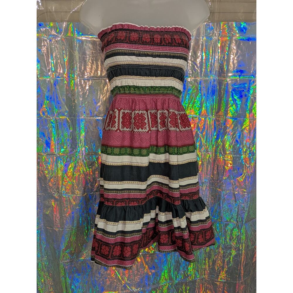 VTG Y2K Victoria Secret Moda International Strapless Smocked Skirt Dress Sz XS